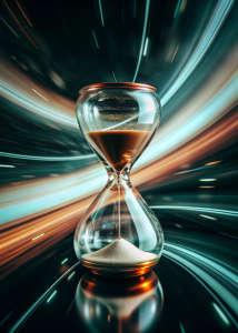 chasing the time around the galaxy , melting crystal hourglass, dreamy plasma,  