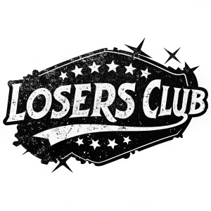 The Losers Club logo in a bold, grunge-inspired font. Predominantly black with distressed edges and irregular shape.