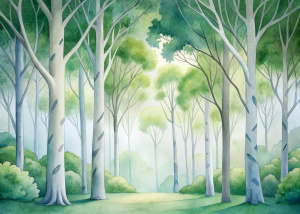 friendly white eucalyptus trees forest