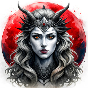 Hel – nordic godness - perfect realistic art - high definition - grey and black tattoo design - white background 