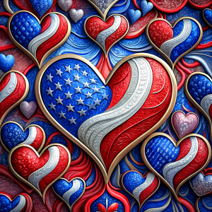 
hearts in american flag colors
, wallpaper pattern, relief



