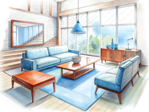 Modern style living room sketch