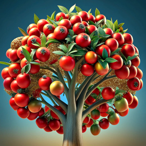 A luxuriant tree bears fruit