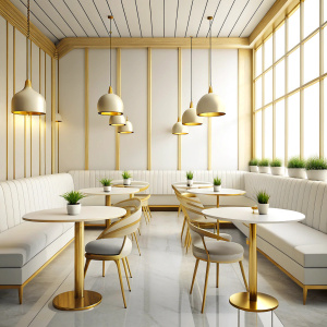 white and gold modern Café 