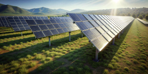 SOLAR PANELS INSTALLED IN THE FIELD  ultra quality, realistic light, realistic shadows, ((digital photo, 35mm, f/1.4))