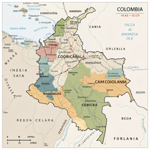 A detailed political map of Colombia showcasing its borders and regions.
