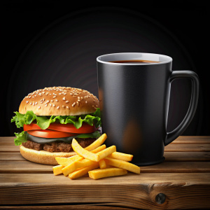 Free vector black mug isolated
Free photo craft beef burger and french fries on wooden table melting chesses isolated on black background ai generative

