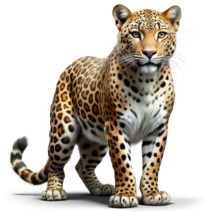 Realistic of a complete full body, Leopard, white background, 