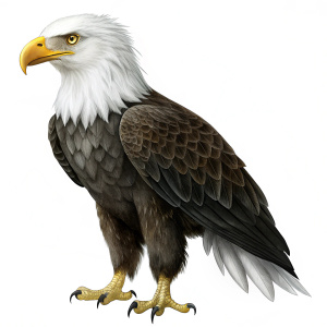 Bald Eagle full body, solid white color background
