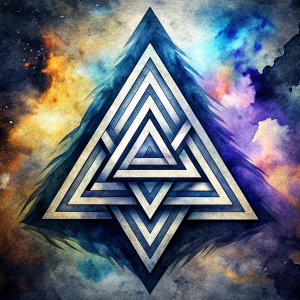 Valknut geometric tattoo design - perfect  high-definition grey and black, white background 