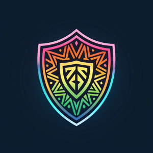 Blitzkrieg eSports logo, featuring a shield emblem with intricate geometric patterns. Dark background, vibrant colors