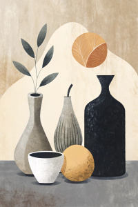 artsy, aesthetic, minimalist, trendy, organic, still life, vector shapes, composition