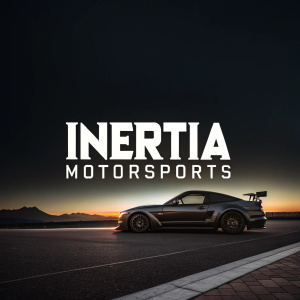 Stylized logo of Inertia Motorsports. Bold sans-serif font on a sleek, black background with subtle gradient