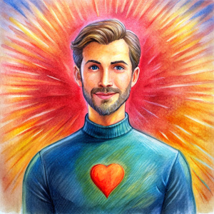 strong handsome man beautiful spiritual colored art