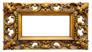 Antique carved gilded frame isolated on white background