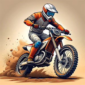 Craft a mesmerizing vector illustration portraying mountain dirt bike. Aim for high quality, utilizing 4k resolution, and adopt a cartoon-style approach. The design should pop on a white background, delivering a unique and captivating vector T-shirt illustration. transparent