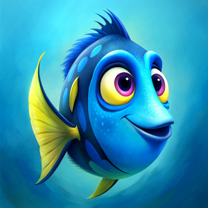 Draw Dory, the fish from the animated movie "Finding Dory."