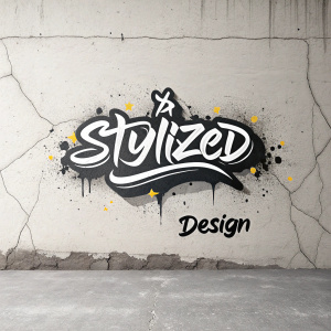 Stylized graffiti design with black and white palette. Dynamic, aggressive font. Rough, cracked texture. Modern urban feel.