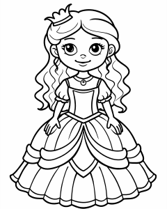 A ittle cute princess dressed in a cool layered ball gown. Long hair.