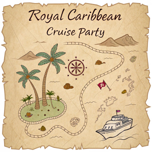 Sketchy treasure map for the Royal Caribbean cruise party