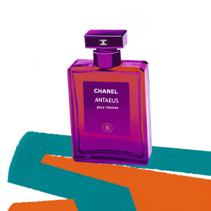 A close-up shot of the Chanel Antaeus Pour Homme shower gel bottle. Luxurious packaging displayed on a plain white background.