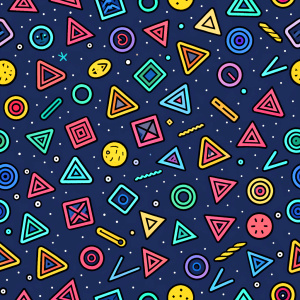 Game Fun colorful line doodle shape seamless pattern. Creative minimalist style art background for children or trendy design with basic shapes. Simple childish scribble backdrop.