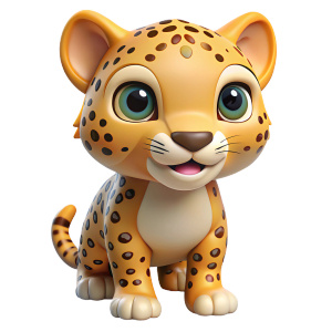 mascot of a cute baby jaguar, white background