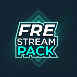Fre Stream Pack logo design. The logo, featuring white and teal colors, is centered on a dark gradient background. Futuristic font, digital graphic style, sleek and modern aesthetic.