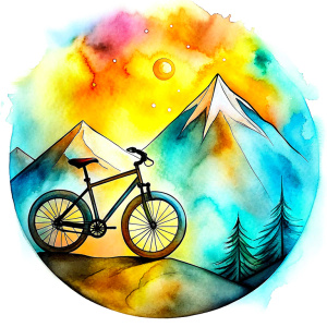 minimalist Drawing of a mountain bike with white background