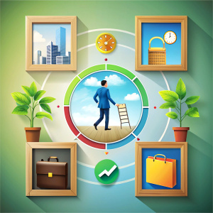 Frame 1: Depict the job seeker's initial motivations, anxieties, or goals. Is it a career change, a fresh start, or a specific dream job they pursue?
Frame 2:  resume rejections, interview struggles, self-doubt, or unexpected roadblocks.
Frame 3: Capture a moment of growth, learning, or a shift in perspective that propels them forward.Frame 4: Illustrate the outcome of their journey, whether it's landing their dream job, finding a new direction, or embracing a positive change in their perspectiv