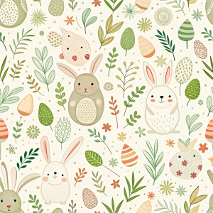 easter minimalist doodles seamless pattern tile, white ground