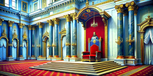 Empty St George's Hall of the Winter Palace. The throne.