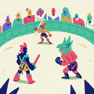 A vibrant screenshot from the Yu-Gi-Oh! Capsule Monsters Coliseum game on PlayStation 2.