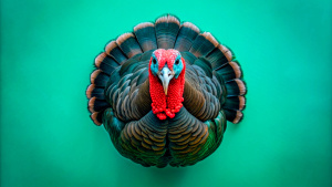 turkey bird, top view, white background