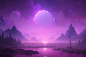 Surreal and dreamlike landscape wallpaper in purple tones