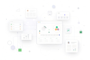 Large minimalistic UI elements and user research methods on white background. Zoom them twice. UI elements without borders
