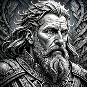odin perfect realistic art, high-definition, high-definition grey and black, white background 