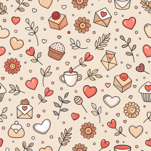 valentine day minimalist doodles for seamless pattern tile, light background