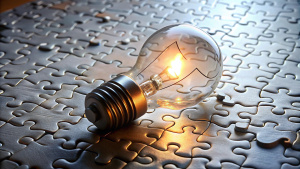 Light bulb over puzzle
