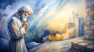 In the Bible, in ancient times, in the background of the upstairs of the house, Elijah with short white hair fell on his knees and prayed to God to speak.