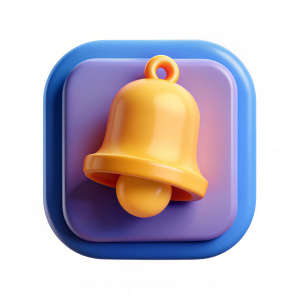 3D Notification Popup with Bell Icon on white background - Recraft