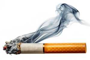 Cigarette png sticker, burning smoke image, transparent background
