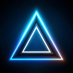 lineart triangle with glow icon on black background