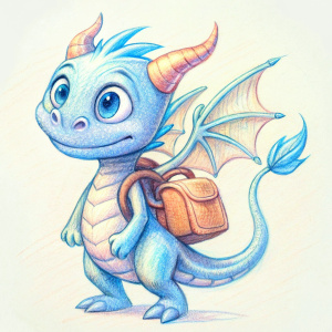 illustration of a cute dragon in travel