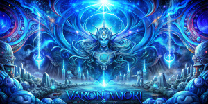магическая картинка в синих тонах с надписью Varon Vamori