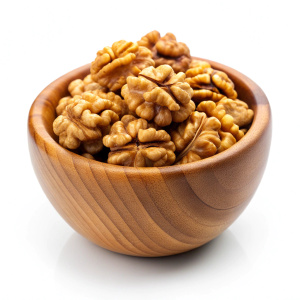 walnut in bowl on white background