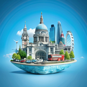 advertising POSTER LONDON TOWN 3D visualization 3D rendering hyper realistic cool graphics prices attractive advertising concept, photo, 3d render, typography, cinematic, poster, fashion, product, vibrant, graffiti, conceptual art