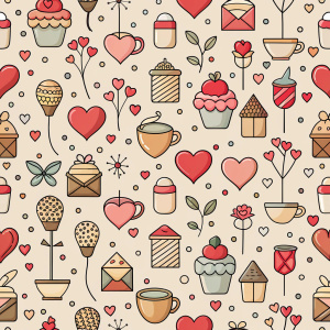 valentine day minimalist doodles for seamless pattern tile, light background