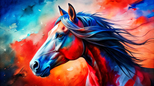 Very detailed horse portrait pop art