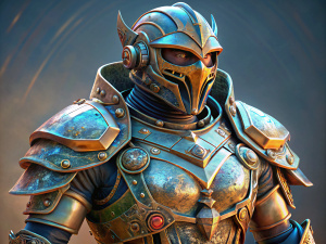 cyberpunk knight in armor 